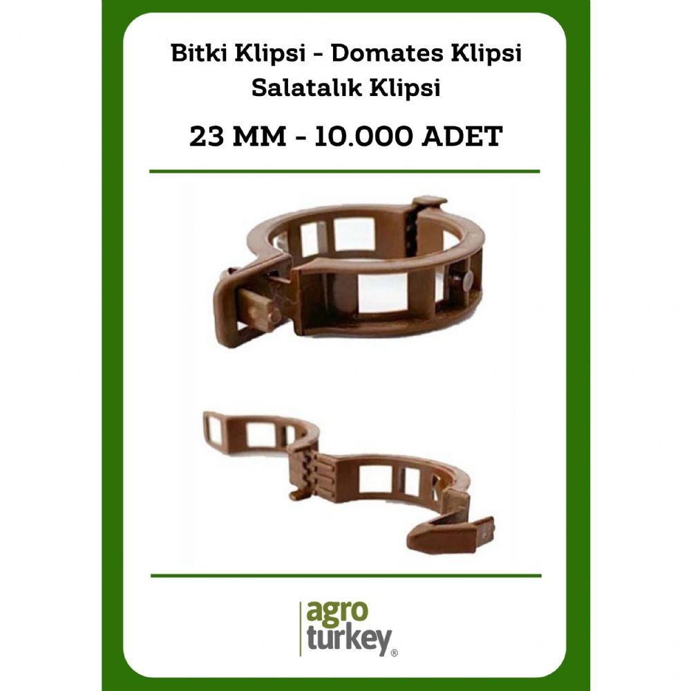 Bitki Klipsi (GÃ¶vde KelepÃ§esi) | Agro Turkey | 10.000 Adet - 23 Mm - Bitki Klipsi - Domates Klipsi - SalatalÄ±k Klipsi - Kahverengi | DK.4008 | 