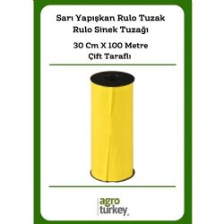 Agro Turkey | Sera Ve Bahçe İçin Sarı Yapışkan Rulo Tuzak - Rulo Sinek Tuzağı - 30 Cm X 100 Metre- Çift Taraflı 
