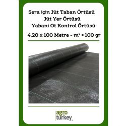 Agro Turkey | 4.20 x 100 Metre - Sera için Jüt Taban Örtüsü - Jüt Yer Örtüsü - Yabani Ot Kontrol Örtüsü - m² = 100 gr